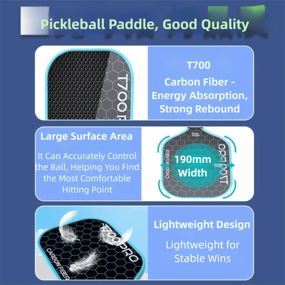 Fashion T700 Pickleball Paddle 16MM Frosted Surface Pickle Ball Paddle USAPA Approved Lightweight Professional Game Supplies