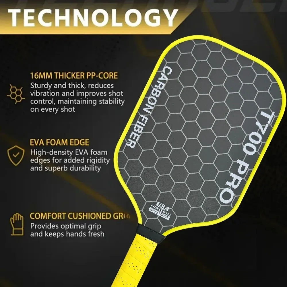 Fashion T700 Pickleball Paddle 16MM Frosted Surface Pickle Ball Paddle USAPA Approved Lightweight Professional Game Supplies