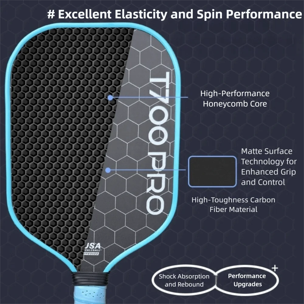 Fashion T700 Pickleball Paddle 16MM Frosted Surface Pickle Ball Paddle USAPA Approved Lightweight Professional Game Supplies